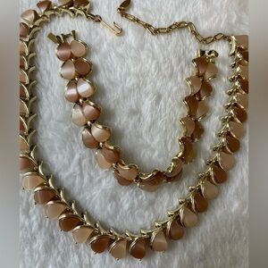 Longcraft Vintage‎ Thermoset Necklace & Bracelet Set Earth Tone